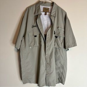 Al Agnew fishing khaki shirt size XL short sleeve